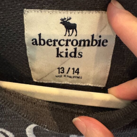 Abercrombie Kids Logo Crewneck Sweatshirt Gray Charcoal Embroidered Size 13/14 - Picture 4 of 8